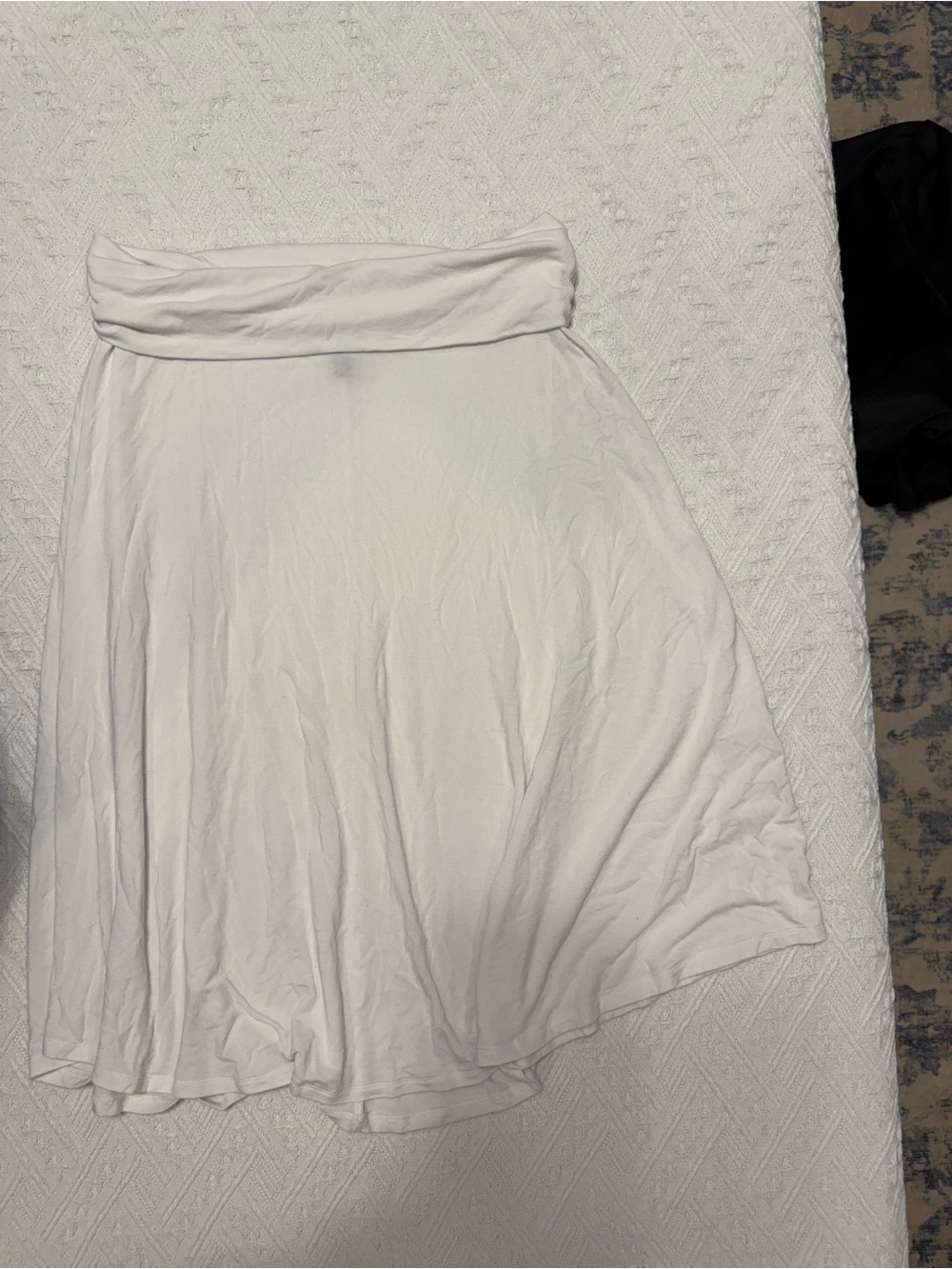Women's White Fold-Over Waist Skater Skirt